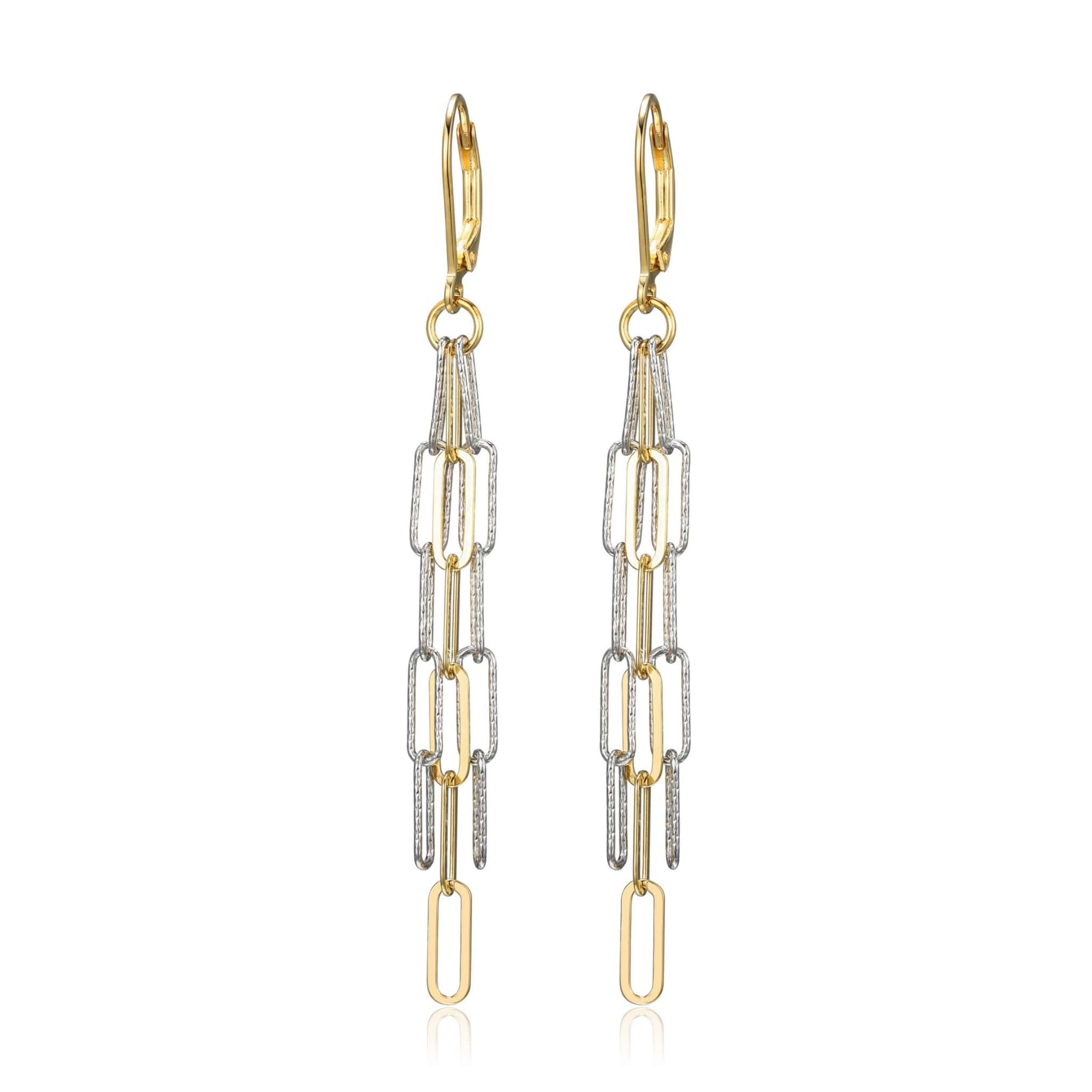 Two-Tone Paperclip Link Silver Drop Earrings at Arman's Jewellers