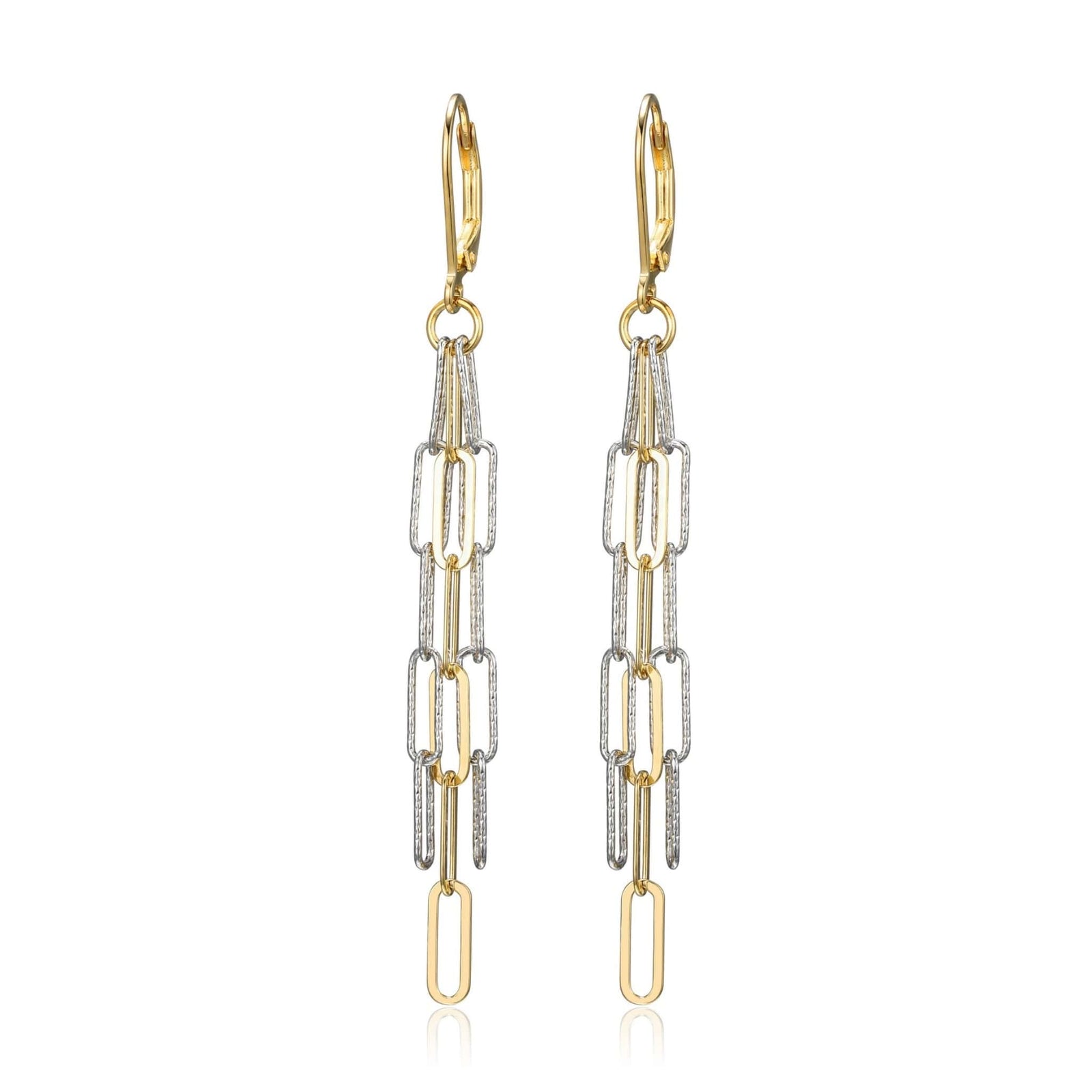 Two-Tone Paperclip Link Silver Drop Earrings at Arman's Jewellers