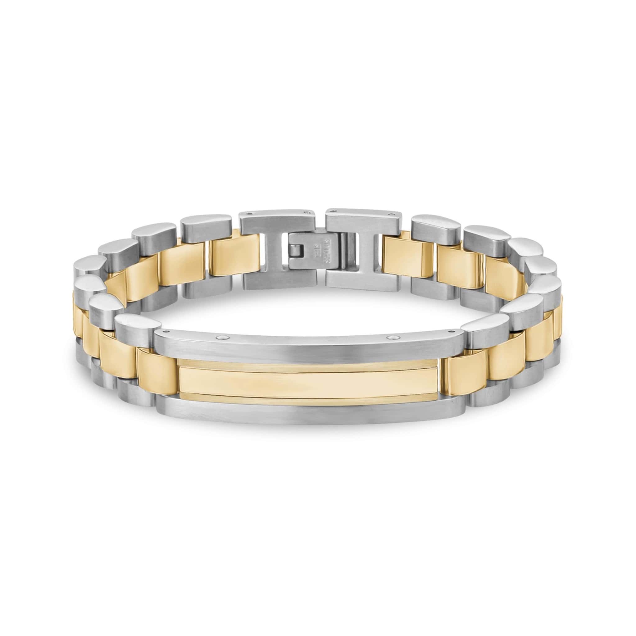 Two-Tone Stainless Steel Watch ID Link Bracelet at Arman's Jewellers